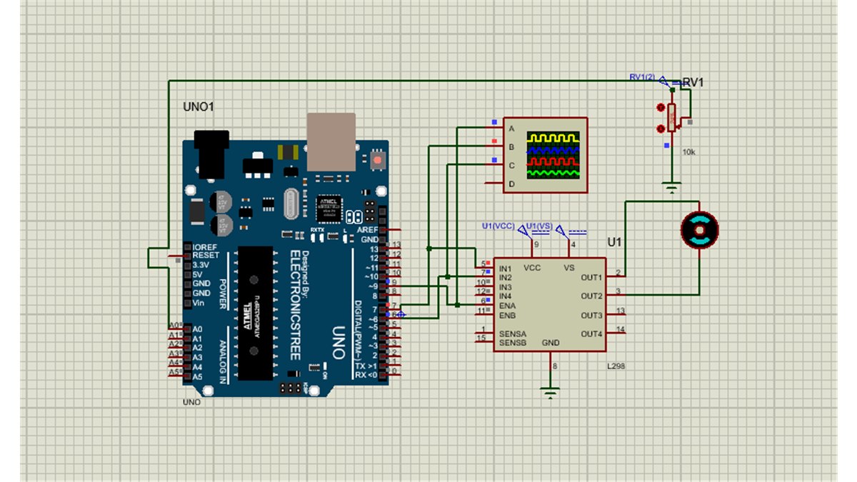 Arduino电机PWM调速Proteus电路截图